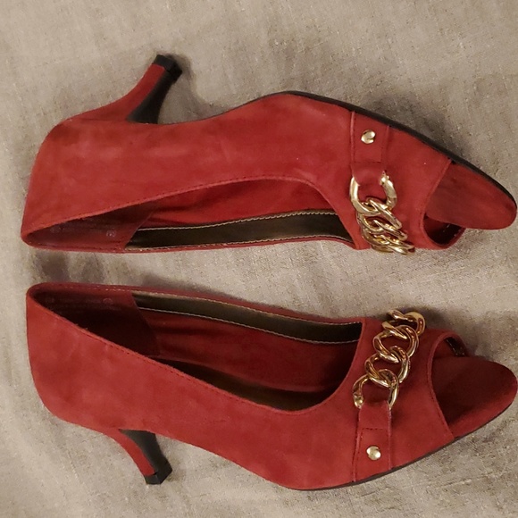 Aerosoles Heelrest Red Peep Toe Shoes 6M - Picture 2 of 7